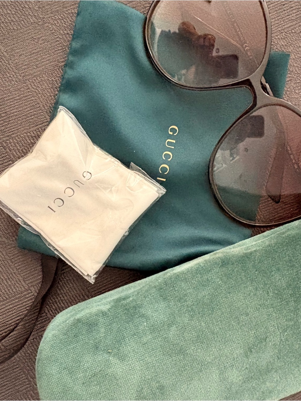 Gucci Teal Sunglasses with Matching Teal Case and Cloth